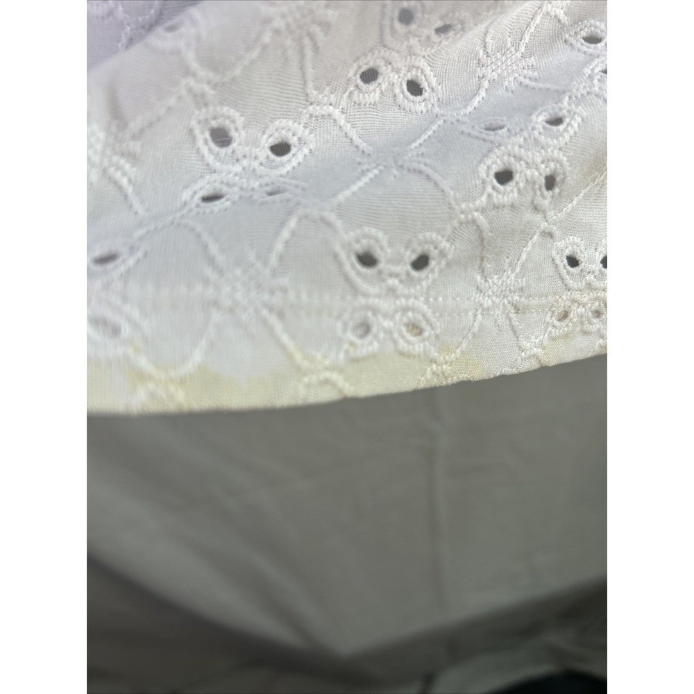 Love Squared White Eyelet Lace Mini Dress Sz M Ruffle Puff Sleeve Milkmaid Boho - Picture 15 of 16